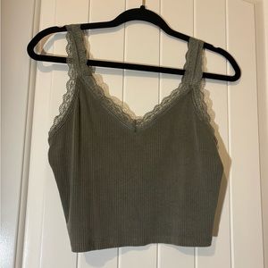 green lace camisole cropped